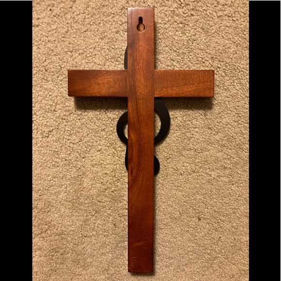 Solid Mahogany Wall Cross with Treble Clef - Psalm 150 “Praise Him” - Picture 6 of 8